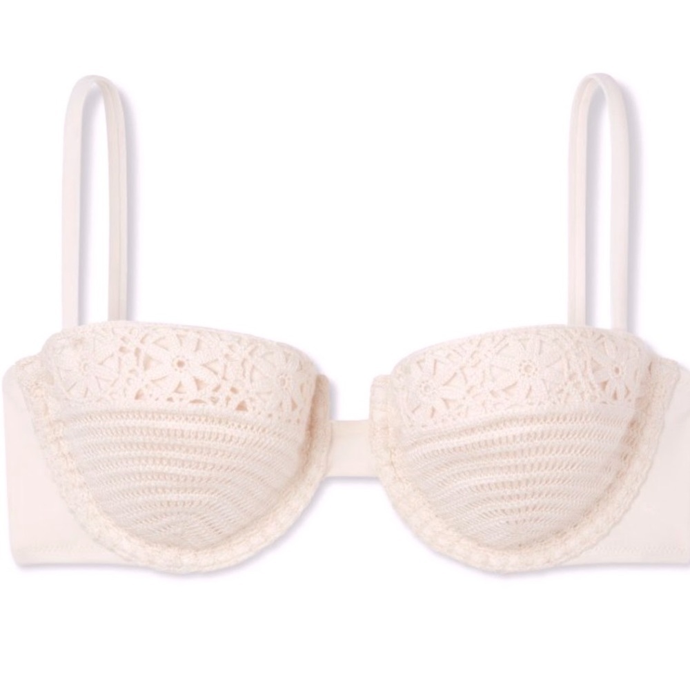 Shade & Shore Women’s Off White Crochet Bikini Top NWT